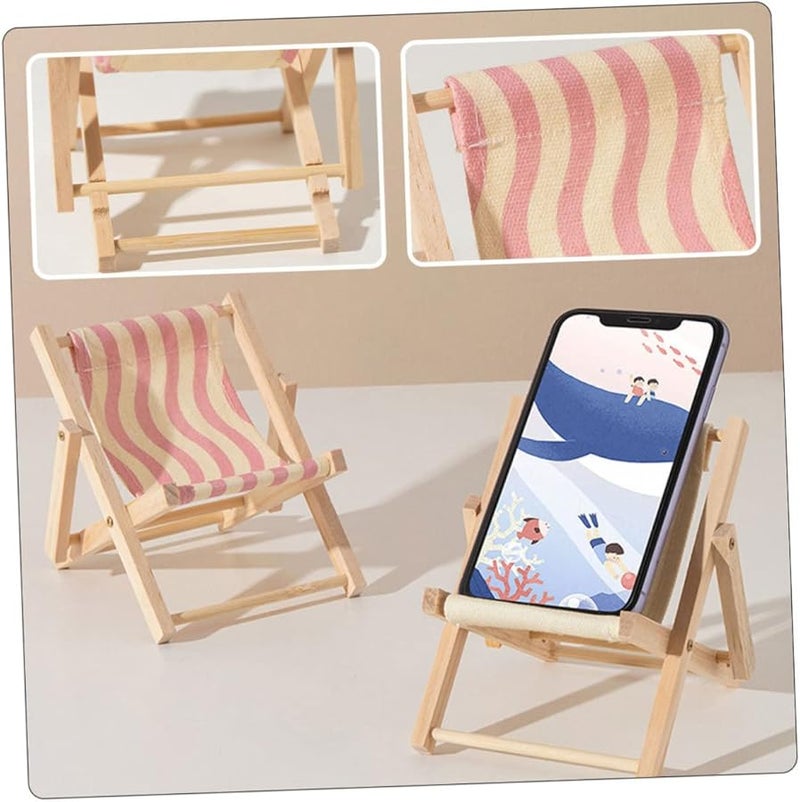 Wooden Beach Chair Phone Stand 2 Pack Desktop Holder For Home Decor - Image 3